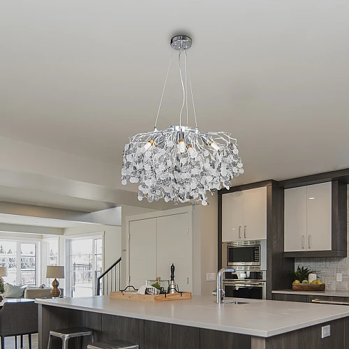 نجف مودرن فضي مع شفاف مع رمادي E14*10 لمبة مقاس 60 سم