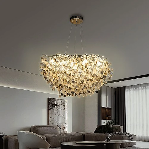 نجف مودرن فضي مع شفاف مع رمادي E14*13 لمبة مقاس 80 سم