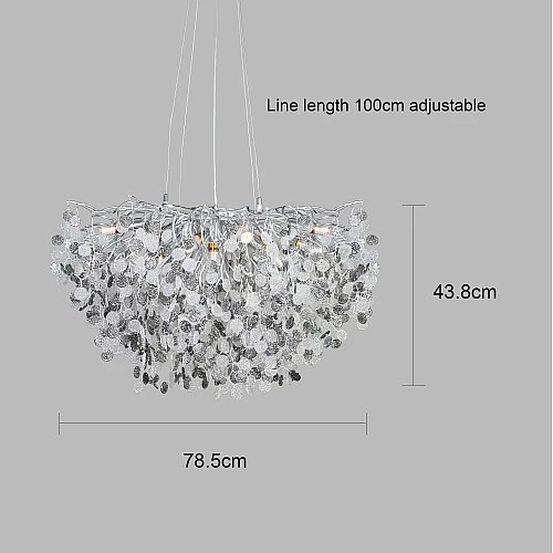 نجف مودرن فضي مع شفاف مع رمادي E14*13 لمبة مقاس 80 سم