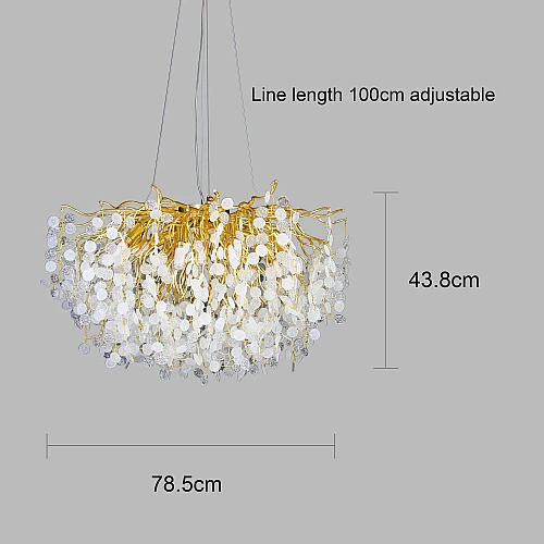 نجف مودرن ذهبي مع عسلي مع شفاف E14*13 لمبة مقاس 80 سم