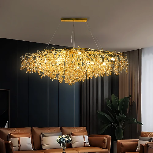 نجف مودرن قطر 160 سم ذهبي مع شفاف E14*16L