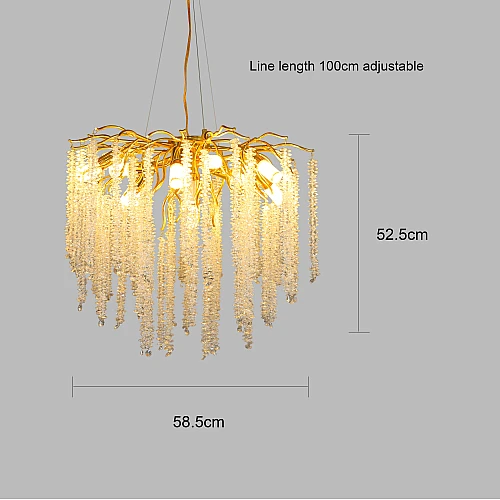 نجف مودرن ذهبي مع شفاف مع عسلي E14*10 لمبة مقاس 60 سم