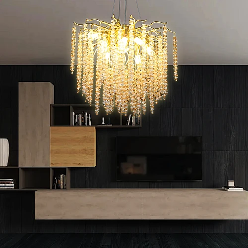 نجف مودرن ذهبي مع شفاف مع عسلي E14*10 لمبة مقاس 60 سم