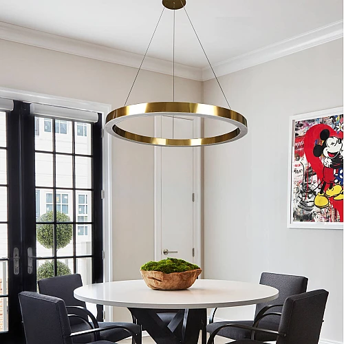 علاقي مودرن قاعدة واحدة زيتي لون الانارة اصفر 55 واط قطر 80 سم