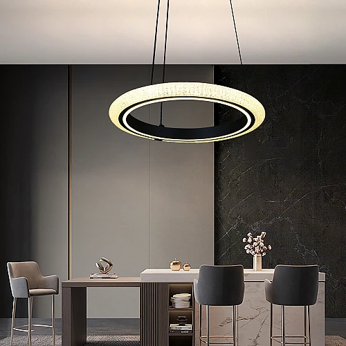 نجف مودرن اسود مع لون الانارة 3اضاءات 48 واط قطر 400 ملم