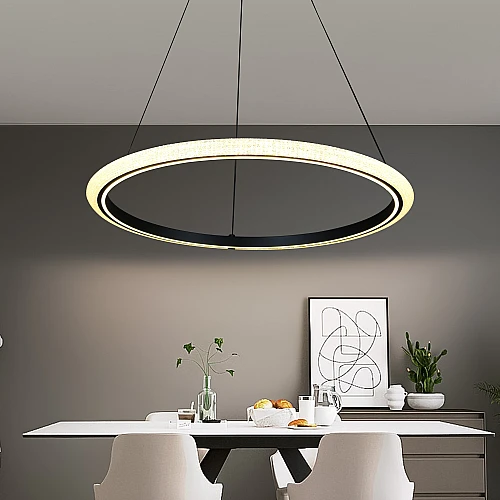 نجف مودرن اسود مع لون الانارة 3اضاءات 105 واط مقاس 80 سم