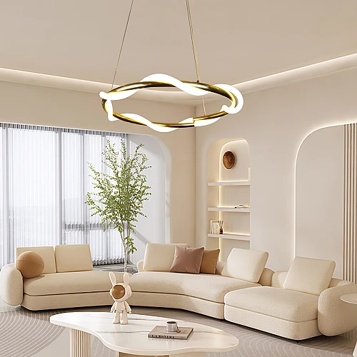 نجف مودرن زيتي لون الانارة اصفر 30 واط قطر 60 سم