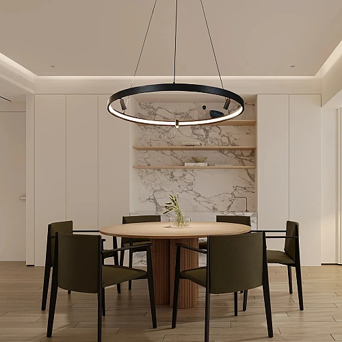 علاقي مودرن اسود لون الانارة اصفر 25 واط قطر 60 سم