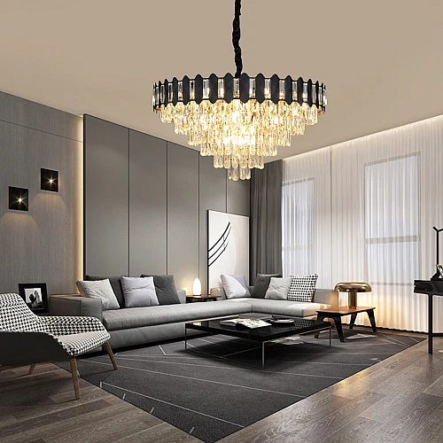 نجف مودرن اسود مع ذهبي E14*15L قطر 800 ملم