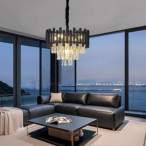 نجف مودرن غطاء اسود مع ذهبي E14*5L قطر 400 ملم