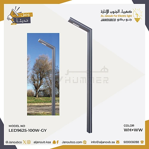  صورة منتج كشاف أعمدة شوارع لون الانارة 100 واط 3 متر موديل 9625/100W/GY