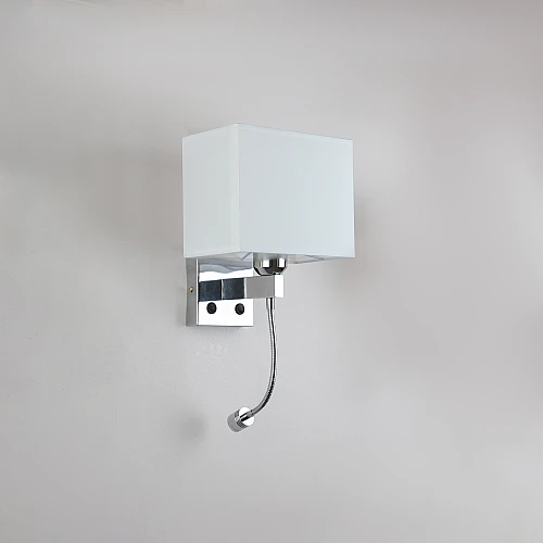 ابليك حائط جداري مودرن فضي لمبة موجهة للقراءة لون الانارة اصفر و قاعدة لمبة تركيب رئيسية E27*1L