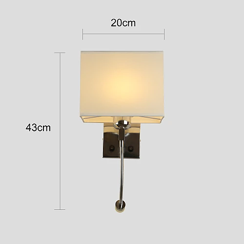 ابليك حائط جداري مودرن فضي لمبة موجهة للقراءة لون الانارة اصفر و قاعدة لمبة تركيب رئيسية E27*1L