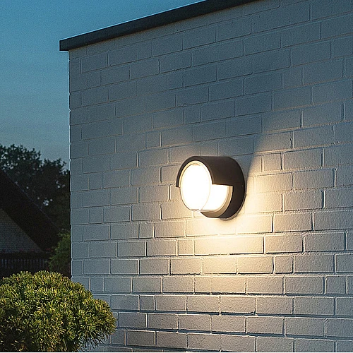  منتج إنارة جدارية خارجية كشاف بوابة بتصميم دائرة بإضاءة هادئة ومريحه لون الإنارة اصفر 12 واط-9357/12W/BK+WW