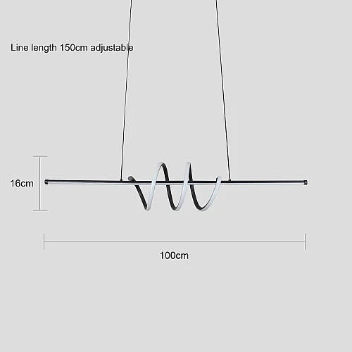 علاقي مودرن اسود لون الانارة 3اضاءات 30 واط قطر 100 سم