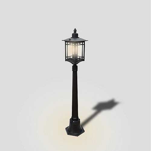  منتج فانوس عمود حديقة 1 متر اسود مع شفاف-6176S/1-1/BK+CL