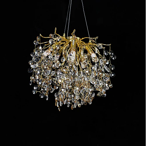 ثريا مودرن تصميم بلمسه ذهبي ه شفاف عسلي إضاءة راقيه E14*6L قطر 45 سم