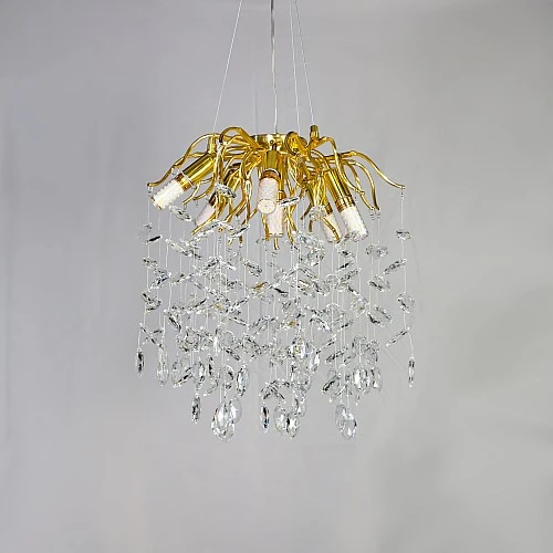 نجفة كلاسيك لون الشكل ذهبي شفاف إضاءة سقف كلاسيك هادئة وجملية مع تصميم أنيق قطر 45 سم