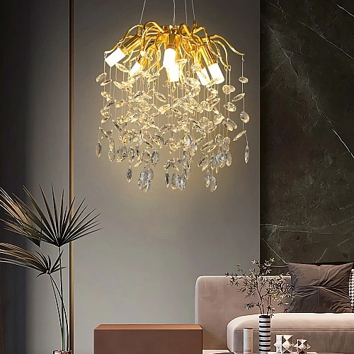 نجفة كلاسيك لون الشكل ذهبي شفاف إضاءة سقف كلاسيك هادئة وجملية مع تصميم أنيق قطر 45 سم