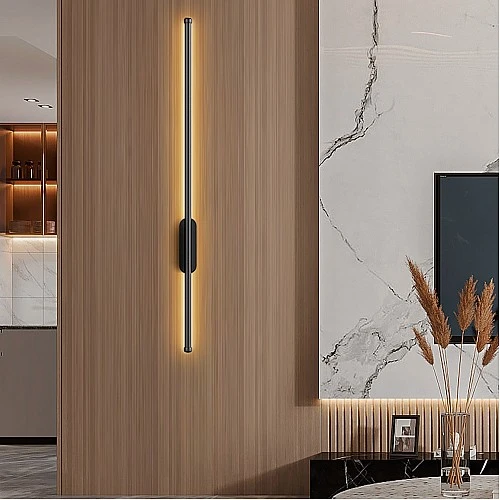  منتج ابليك جداري بتصميم هندسي حديث يعمل بالبطارية عود شكل اسود متعددة الألوان ( كريمي + اصفر + ابيض )-WA/C5292/BK+3CO