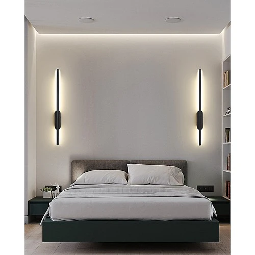  منتج ابليك جداري بتصميم هندسي حديث يعمل بالبطارية عود شكل اسود متعددة الألوان ( كريمي + اصفر + ابيض )-WA/C5292/BK+3CO