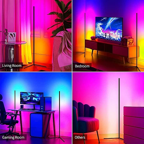 اضاءة ليد زاوية مع ستاند إضاءات RGB بشكل ديكوري جذاب مناسب لغرف الألعاب ومساحات العمل ويستخدم كقطعة ديكور أنيقة اضاءة ليد زاوية مع ستاند إضاءات RGB بشكل ديكوري جذاب مناسب لغرف الألعاب ومساحات العمل ويستخدم كقطعة ديكور أنيقة