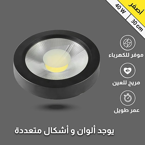 كشاف لطش COB اسود لون الانارة اصفر 30 سم 40 واط كشاف لطش COB اسود لون الانارة اصفر 30 سم 40 واط