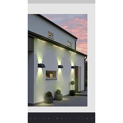 كشاف بوابة خارجي تعمل بالطاقة الشمسية مع حساس ضوء لون الانارة اصفر 6 واط