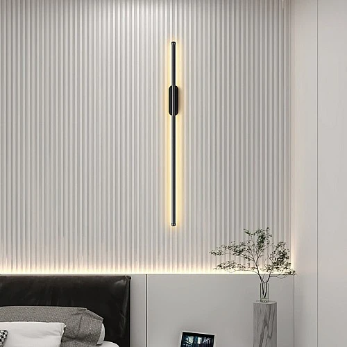  منتج ابليك جداري بتصميم هندسي حديث يعمل بالبطارية عود شكل اسود متعددة الألوان ( كريمي + اصفر + ابيض )-WA/C5292/BK+3CO