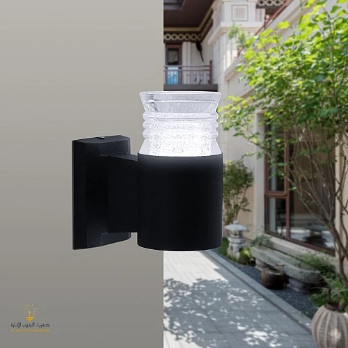 منتج إضاءة جدران خارجية كشاف بوابة لون الانارة ابيض مفرد تصميم فاخر وإضاءة جميلى-9455/1X7W/BK+WH