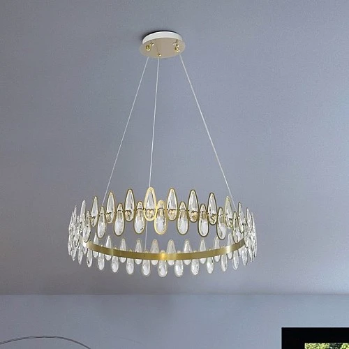 ثريا جولد مودرن ذهبي مع لون الانارة 3اضاءات متغيرة مقاس 60 سم