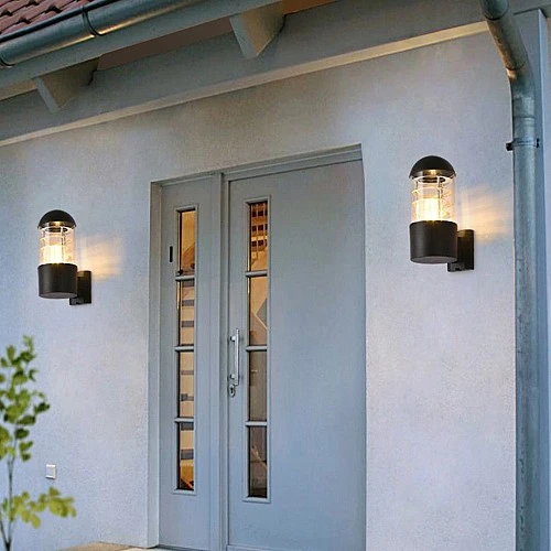  منتج كشاف بوابة اسود مفرد E27 قبة مصنوع من البلاستيك المعالج-9150/1ABS+BK/E27