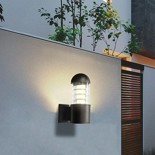  منتج كشاف بوابة اسود مفرد E27 قبة مصنوع من البلاستيك المعالج-9150/1ABS+BK/E27