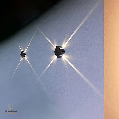  منتج إنارة جدارية خارجية وكشاف بوابة تصميم حديث وأنيق لون الانارة أصفر 4 اضاءات-9417/4X3W/BK+WW