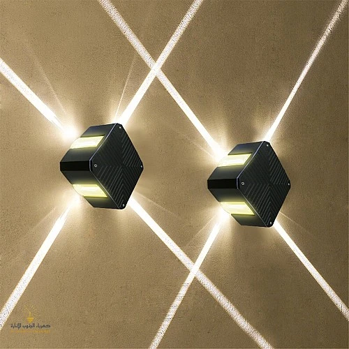  منتج إنارة جدارية خارجية وكشاف بوابة تصميم حديث وأنيق لون الانارة أصفر 4 اضاءات-9417/4X3W/BK+WW