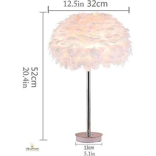  منتج ابجورة مصباح طاولة إضاءة ساحرة ومريحه شكل ريشي ولون فضي فخم E27-T/B4832/CH