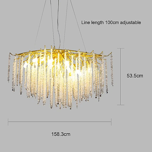  منتج نجف مودرن العرض 1.60 متر ذهبي مع شفاف E14*16L مقاس 1600 ملم (تُضاف رسوم الأوزان الثقيلة)-HA/C5316/1600GD+CL