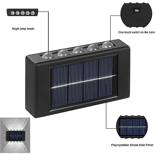 إضاءة جدارية لون الانارة اصفر تعمل بالطاقة الشمسية مقاومة للعوامل الخارجية مع مستشعر ضوء خارجي يثبت على الحائط للمنزل والحديقة والشرفة