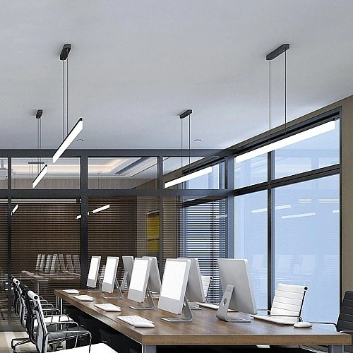 نجف مسطرة مودرن اسود 3اضاءات مقاس 80 سم