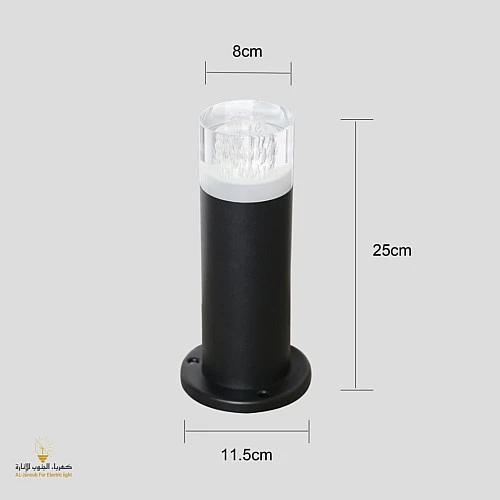  منتج إضاءة حدائق فانوس حديقة وانوار الحوش تصميم كريستالي عصري 25 سم بإضاءة صفراء 7 واط مثالية لتجميل وتزيين الحدائق بإضاءتها الناعمة والدافئة.-9462/7W/25CM/BK+WW