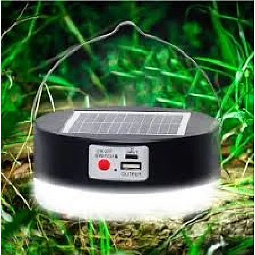 كشاف طاقة شمسية علاقي متنقل ويعمل بالطاقة الشمسية شكل اسود لون الانارة ابيض فلشر مع USB شحن