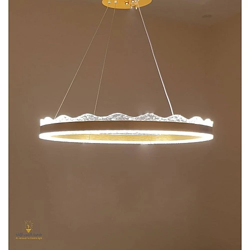 ثريا سافير لايت نجف كريستال لون ذهبي اشراقة متعددة الألوان ( شمسي + اصفر + ابيض ) تصميم حديث وجميل