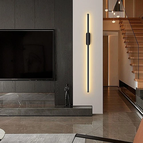  منتج ابليك جداري بتصميم هندسي حديث يعمل بالبطارية عود شكل اسود متعددة الألوان ( كريمي + اصفر + ابيض )-WA/C5292/BK+3CO