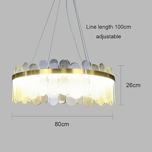 نجف مودرن شكل ذهبي متعددة الألوان ( كريمي + اصفر + ابيض ) تصميم راقي وهادئ قطر 80 سم