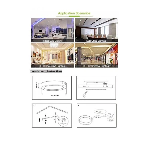 لطش ظاهر لون الانارة أبيض حساس حركة 24 واط 20 سم