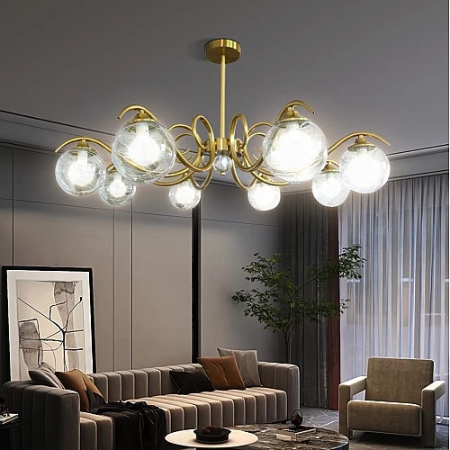  منتج نجف جلوير كلاسيك ثماني الإضاءة شكل نحاسي شفاف تصميم ديكوري جميل-HA/A4010/8CR