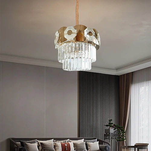 ثريا فيوجن لايت مودرن لون الشكل ذهبي شفاف تصميم فاخر قطر 30 سم