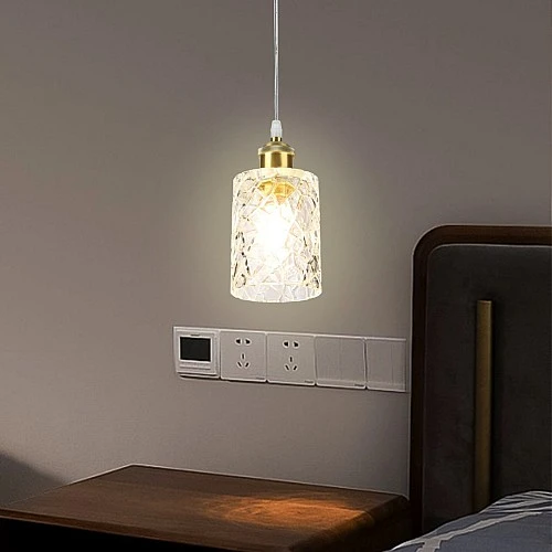 إضاءة معلقة مفرد شكل قزاز شفاف تصميم راقي وهادئ 2 متر