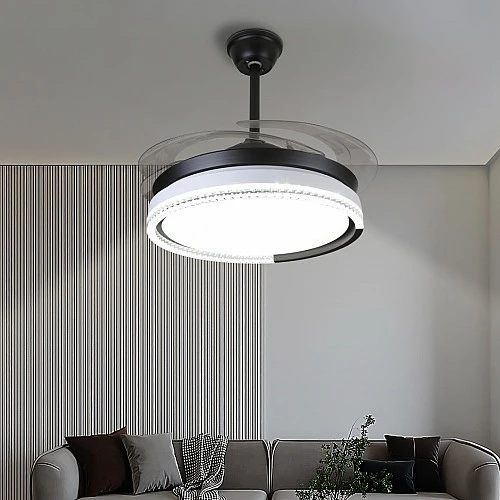  منتج مروحة السقف القابلة للطي اسود لون الانارة 3اضاءات 50 سم-HA/C5289FAN/500BK+3C