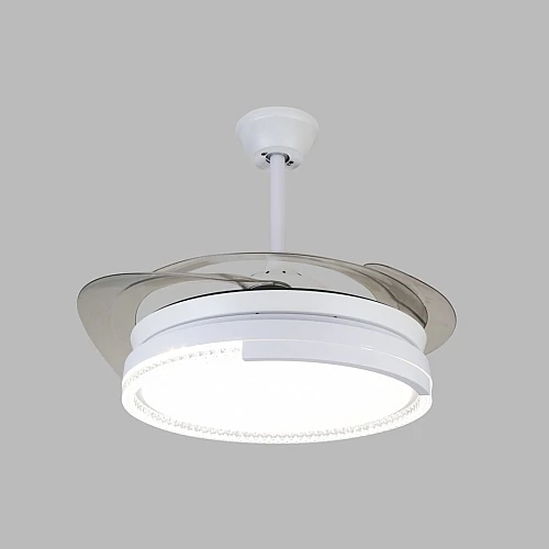  منتج نجف مروحة شكل ابيض بتصميم ريش قابلة للطي جميل واضاءة فاخرة متعددة الألوان ( كريمي + اصفر + ابيض ) 50 سم-HA/C5289FAN/500WH+3C